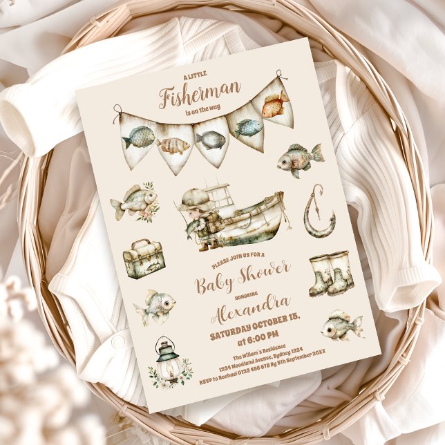 Little Fisherman Fishing Baby Shower Inbjudningar (Skapare uppladdad)