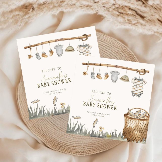 Little Fisherman Reel in Joy Baby Shower Pappersservett (Skapare uppladdad)