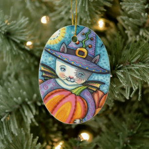 LITTLE FLADDERMUS CAT KITTEN, CUTE & COLORFUL HALL JULGRANSPRYDNAD KERAMIK