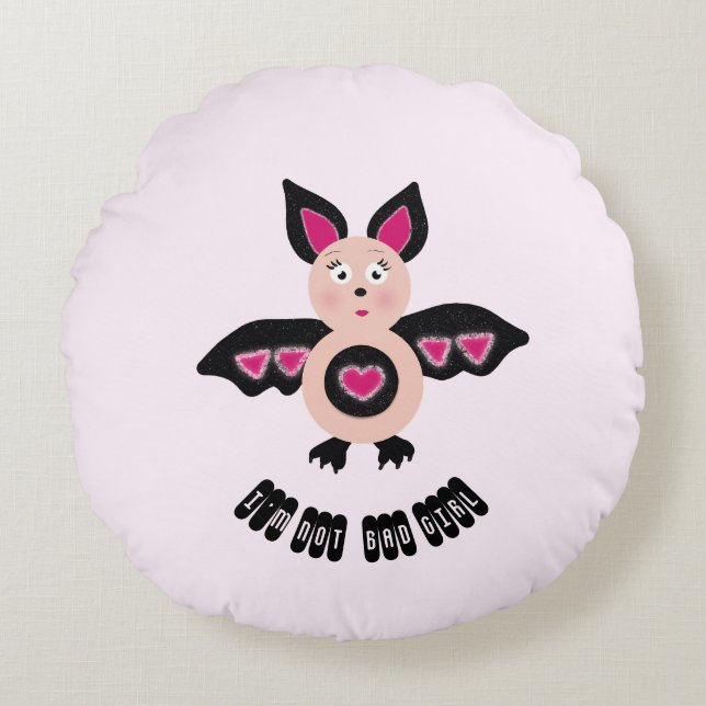 Little fladdermus flicka rund kudde (Framsidan)