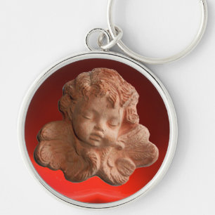 LITTLE FLORENTINE ANGEL RUND SILVERFÄRGAD NYCKELRING
