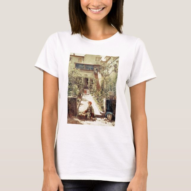 Little Flower Girl (olja på canvas) T-shirt (Framsida)