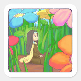 Little Flower - St. Thérèse of Lisieux Fyrkantigt Klistermärke