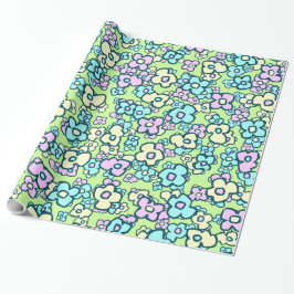Little Flowers Cheerful Colorful Folk Wrapping Presentpapper