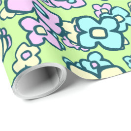 Little Flowers Cheerful Colorful Folk Wrapping Presentpapper