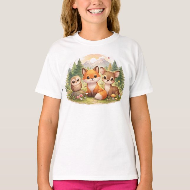 Little Forest Friends: A Cozy Fox, Owl & Deer Adve T Shirt (Framsida)