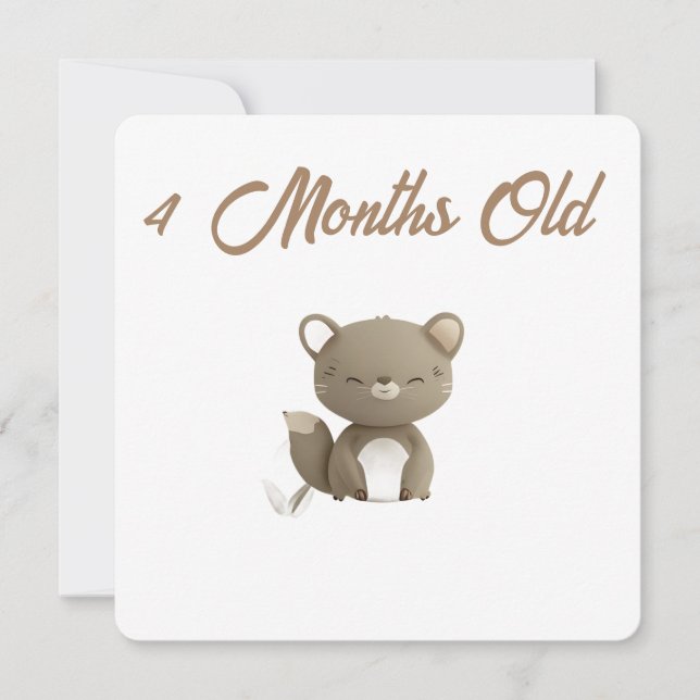 Little Forest Friends Baby Milestone Card –4 Month Julkort (Framsida)