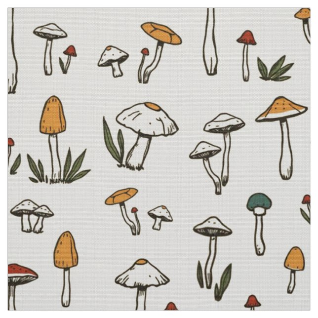 Little Forest MushRumon on a Beige Background Tyg (Provkarta)