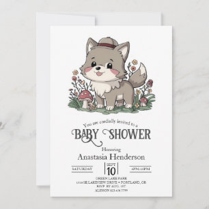 Little Forest Varg Baby Shower Inbjudningar