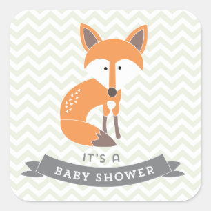 Little Fox Baby Shower Stickers Fyrkantigt Klistermärke