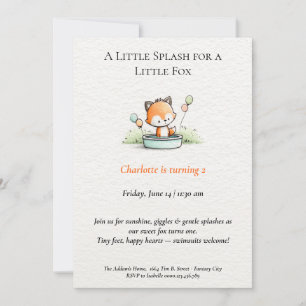 Little Fox Bassäng Party födelsedagsinbjudan Inbjudningar
