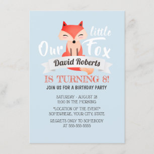 Little Fox Cute Woodland Animal Birth Inbjudningar