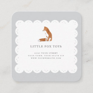 Little Fox Hand plockade White Scallop Affärskort Fyrkantigt Visitkort