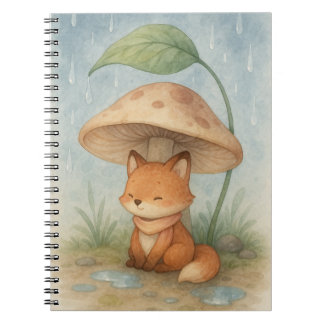 Little Fox in Rain Anteckningsbok