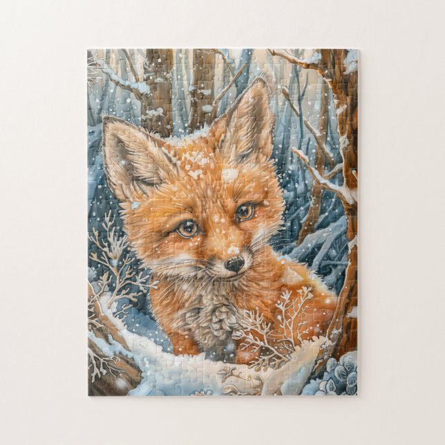 Little Fox in Snowy Forest Pussel (Vertikal)