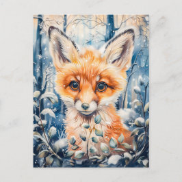 Little Fox in Winter Örters Vykort