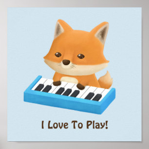 Little Fox Kärlek för att spela Piano Lesson Poste Poster