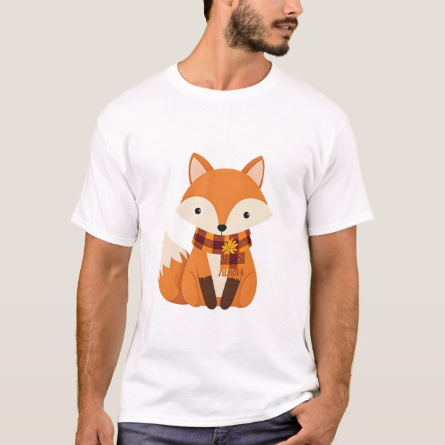 Little Fox med Scarf T Shirt (Framsida)