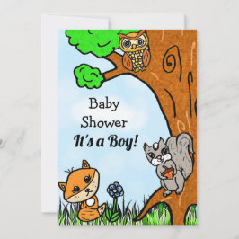 Little Fox och Forest Friends Boy's Baby Shower Inbjudningar