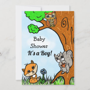 Little Fox och Forest Friends Boy's Baby Shower Inbjudningar
