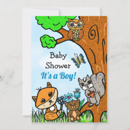 Little Fox och Forest Friends Boy's Baby Shower Inbjudningar