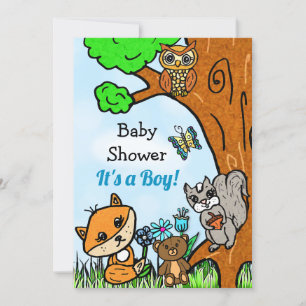 Little Fox och Forest Friends Boy's Baby Shower Inbjudningar