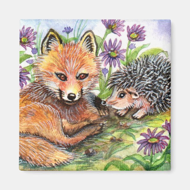 Little Fox och Hedgehog Magnet (Framsidan)