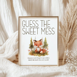 Little Fox Sweet Mess Blöja Baby Shower Game Poster