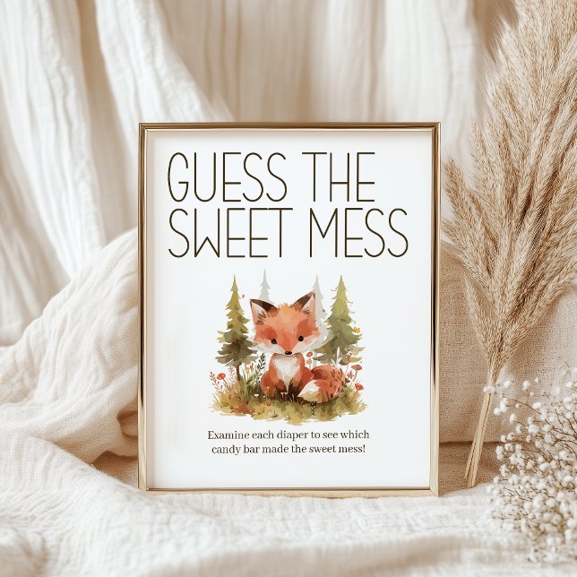 Little Fox Sweet Mess Blöja Baby Shower Game Poster (Skapare uppladdad)
