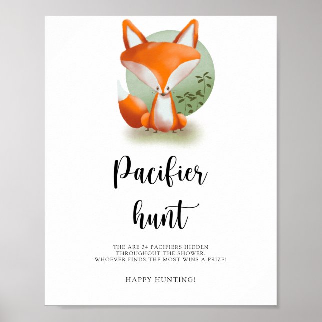 Little fox unge - Nappar-jakt på babyduschspel Poster (Framsidan)