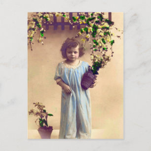 Little Fransk Girl Vintage Vykort