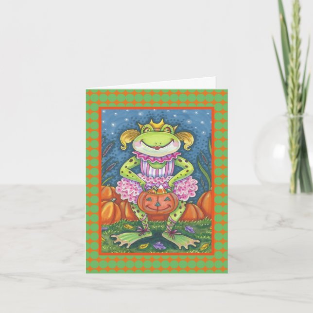 LITTLE FROG HOPPY HALLOWEEN NOTE CARD Verse Kort (Framsida)