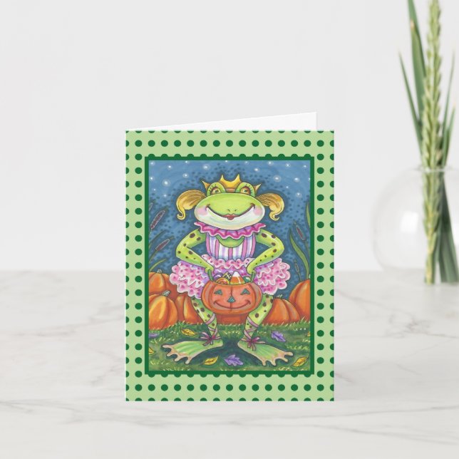 LITTLE FROG HOPPY HALLOWEEN NOTE CARD Verse Kort (Framsida)