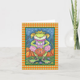 LITTLE FROG HOPPY HALLOWEEN NOTE CARD Verse Kort