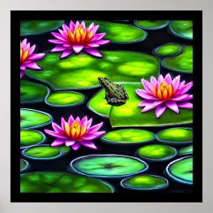 Little Frog på Lily Pad Poster