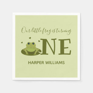 Little Frog Turving One Cute Animal 1st Birthday Pappersservett