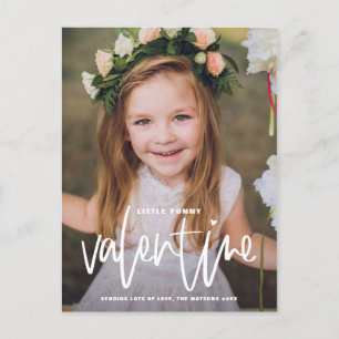 Little Funny Valentine Hand Lettered Photo Helg Vykort