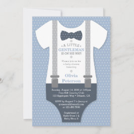 Little gentleman Baby Shower Inbjudan, Blue, Grått Inbjudningar
