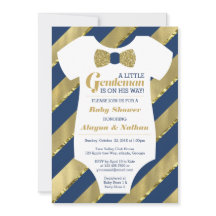 Little gentleman Baby Shower-inbjudan, Faux Guld