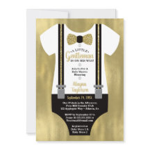 Little gentleman Baby Shower-inbjudan, Faux Guld