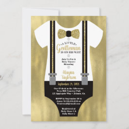 Little gentleman Baby Shower-inbjudan, Faux Guld Inbjudningar
