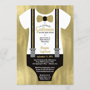 Little gentleman Baby Shower-inbjudan, Faux Guld Inbjudningar