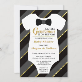 Little gentleman Baby Shower-inbjudan, Faux Guld Inbjudningar