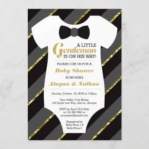 Little gentleman Baby Shower-inbjudan, Faux Guld Inbjudningar