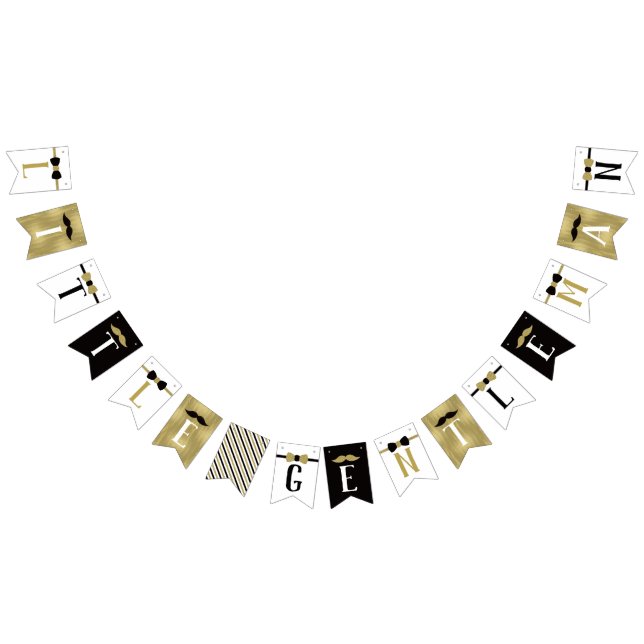 Little gentleman Banner in Black and Faux Guld Vimplar (Alla)