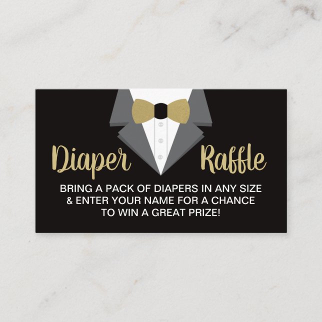 Little gentleman Diaper Raffle Biljett, Tuxedo Visitkort (Framsida)