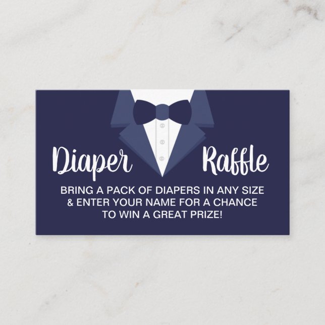 Little gentleman Diaper Raffle Biljett, Tuxedo Visitkort (Framsida)