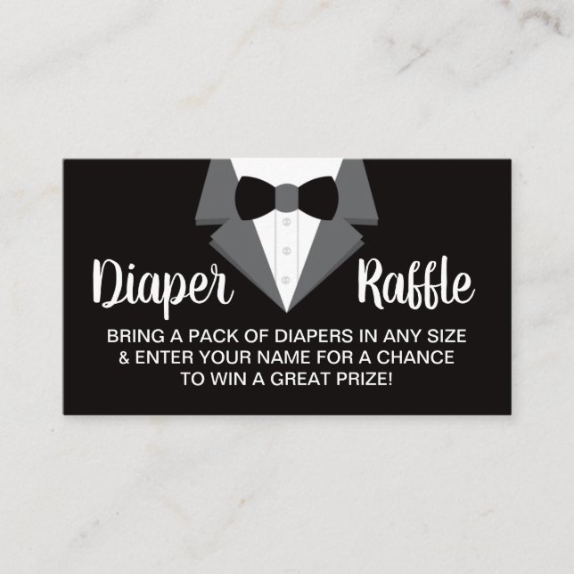 Little gentleman Diaper Raffle Biljett, Tuxedo Visitkort (Framsida)