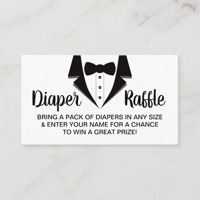 Little gentleman Diaper Raffle Biljett, Tuxedo Visitkort (Framsida)