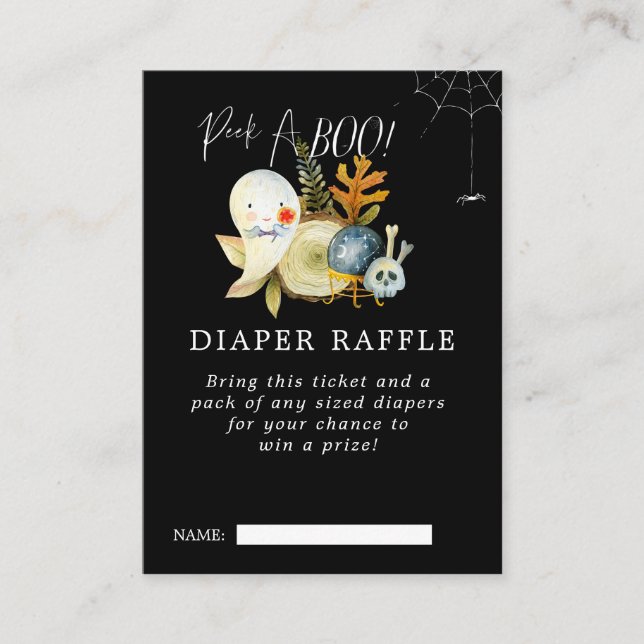 Little Ghost Baby Shower Diaper Raffle Biljett Tilläggskort (Framsida)
